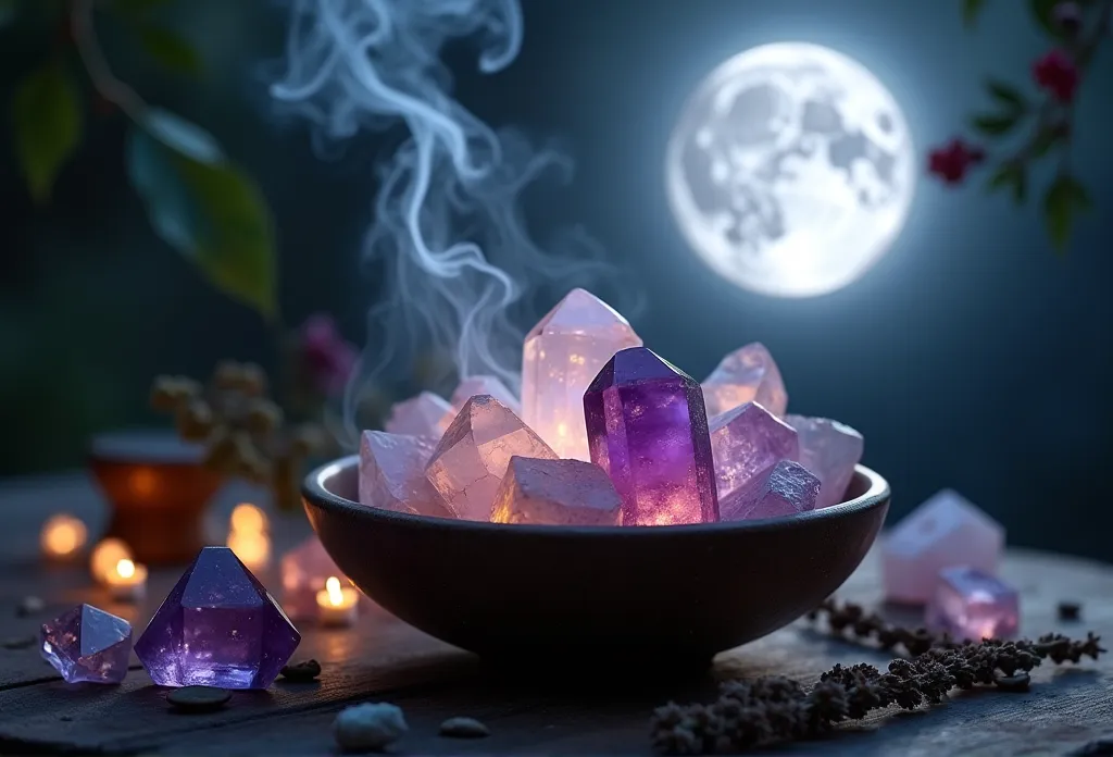 Cargar una piedra lunar con la luz de la luna llena